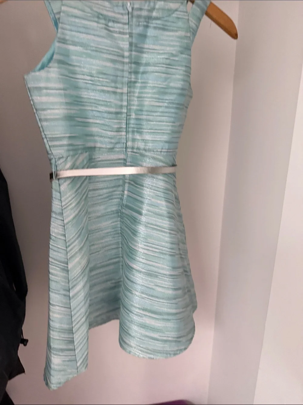 The Children's Place Mint Striped Fit-and-Flare Dress with Silver Belt